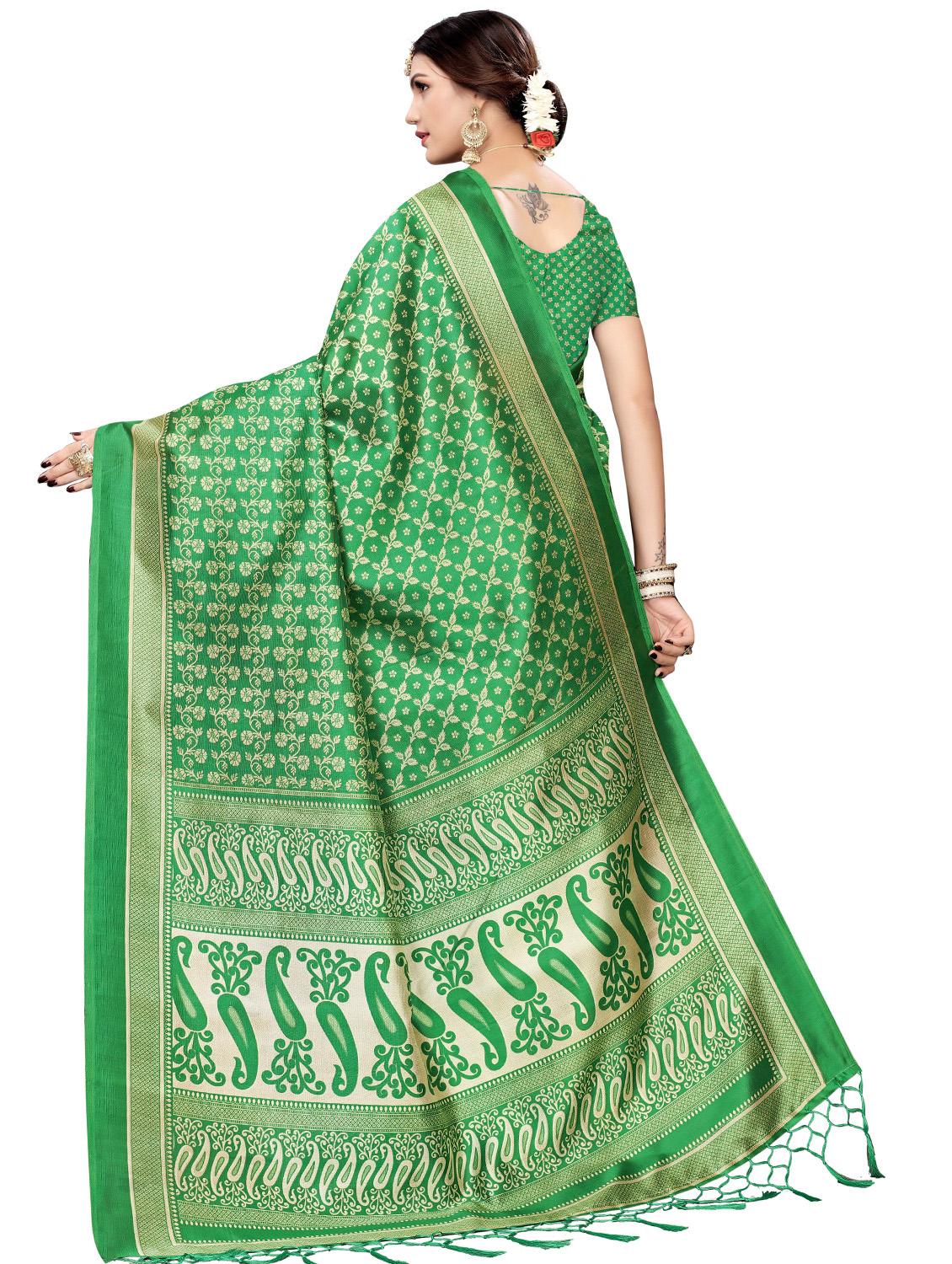 paisley printed saree with blouse - 17551064 - Zoom Image - 2