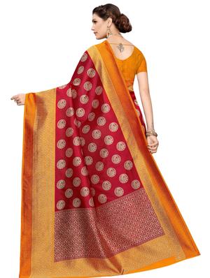 self design printed saree with blouse - 17551066 - Standard Image - 2