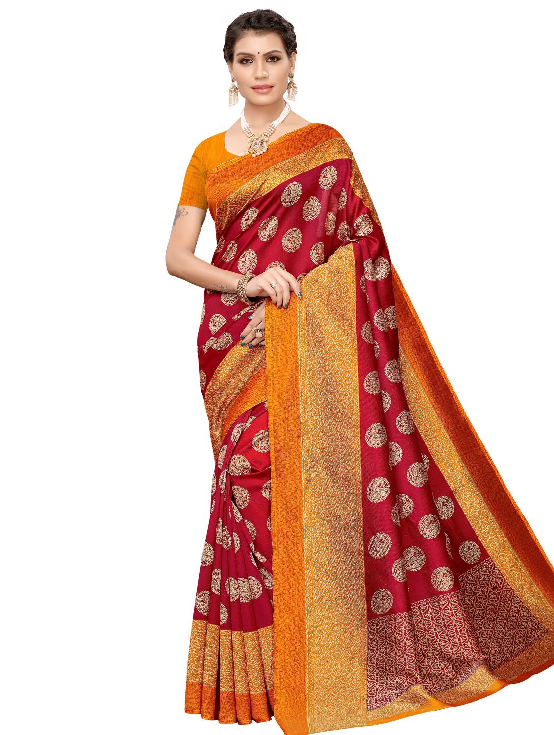 self design printed saree with blouse - 17551066 - Zoom Image - 1
