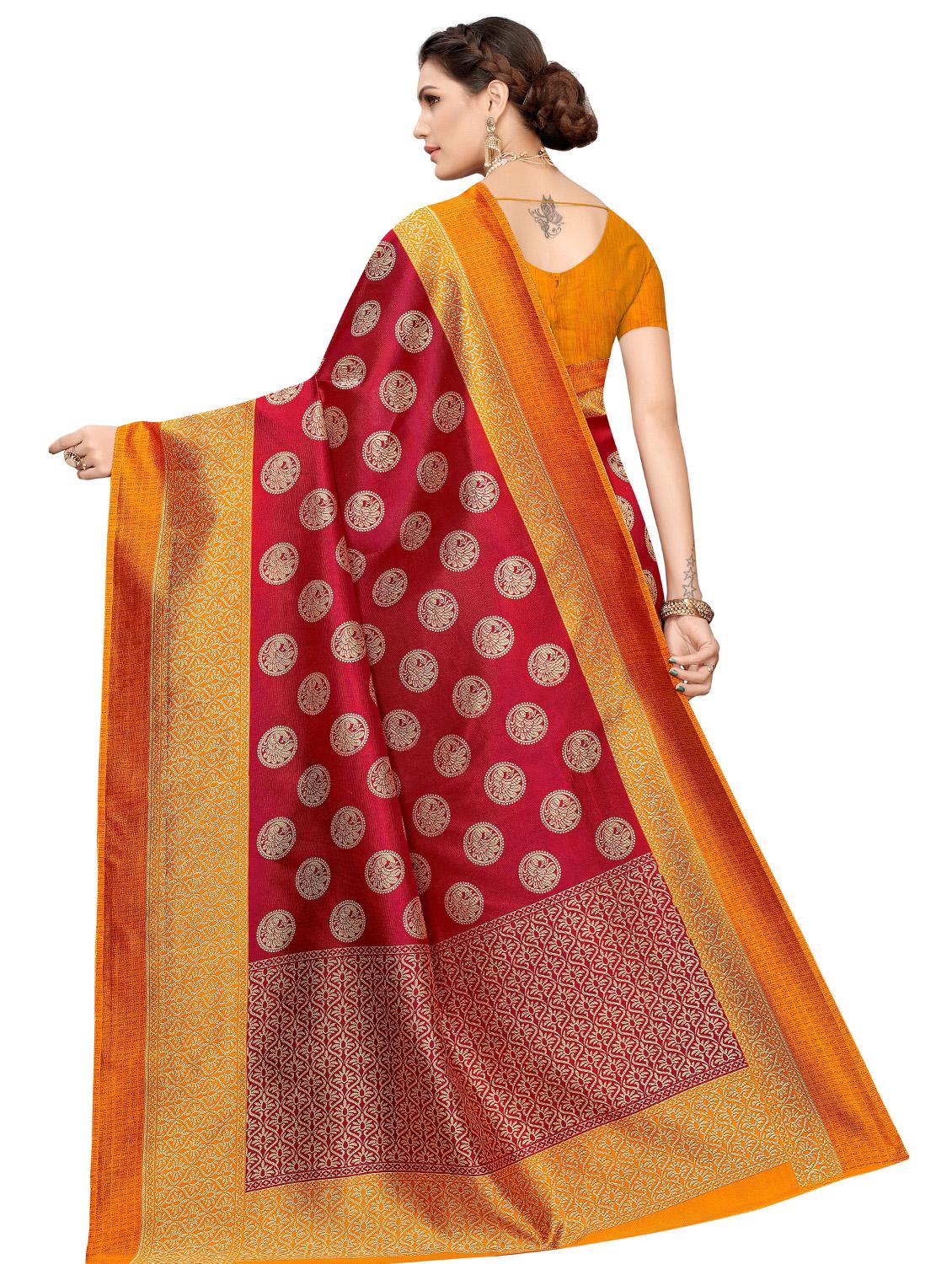 self design printed saree with blouse - 17551066 - Zoom Image - 2