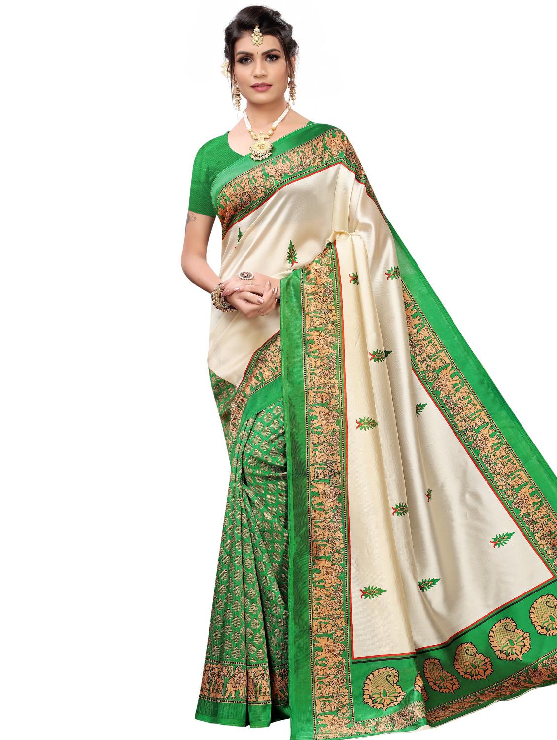 paisley printed saree with blouse - 17551068 - Zoom Image - 1