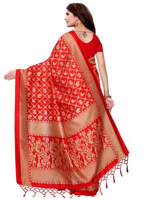 conversational printed saree with blouse - 17551070 - Standard Image - 2