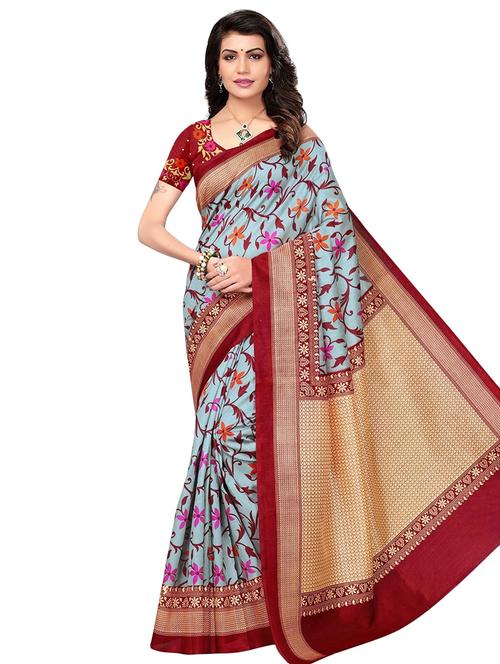 floral printed saree with blouse - 17551071 - Very Small Image - 1