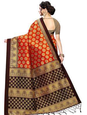 ethnic motf printed saree with blouse - 17551072 - Standard Image - 2