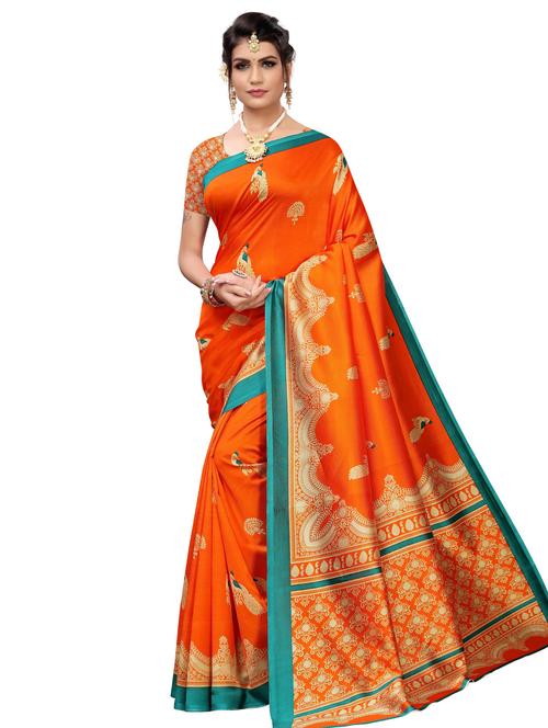 ethnic motf printed saree with blouse - 17551073 - Standard Image - 1