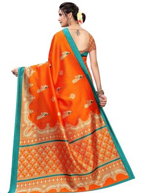 ethnic motf printed saree with blouse - 17551073 - Standard Image - 2
