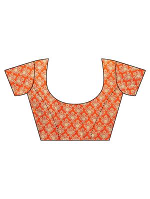ethnic motf printed saree with blouse - 17551073 - Standard Image - 3