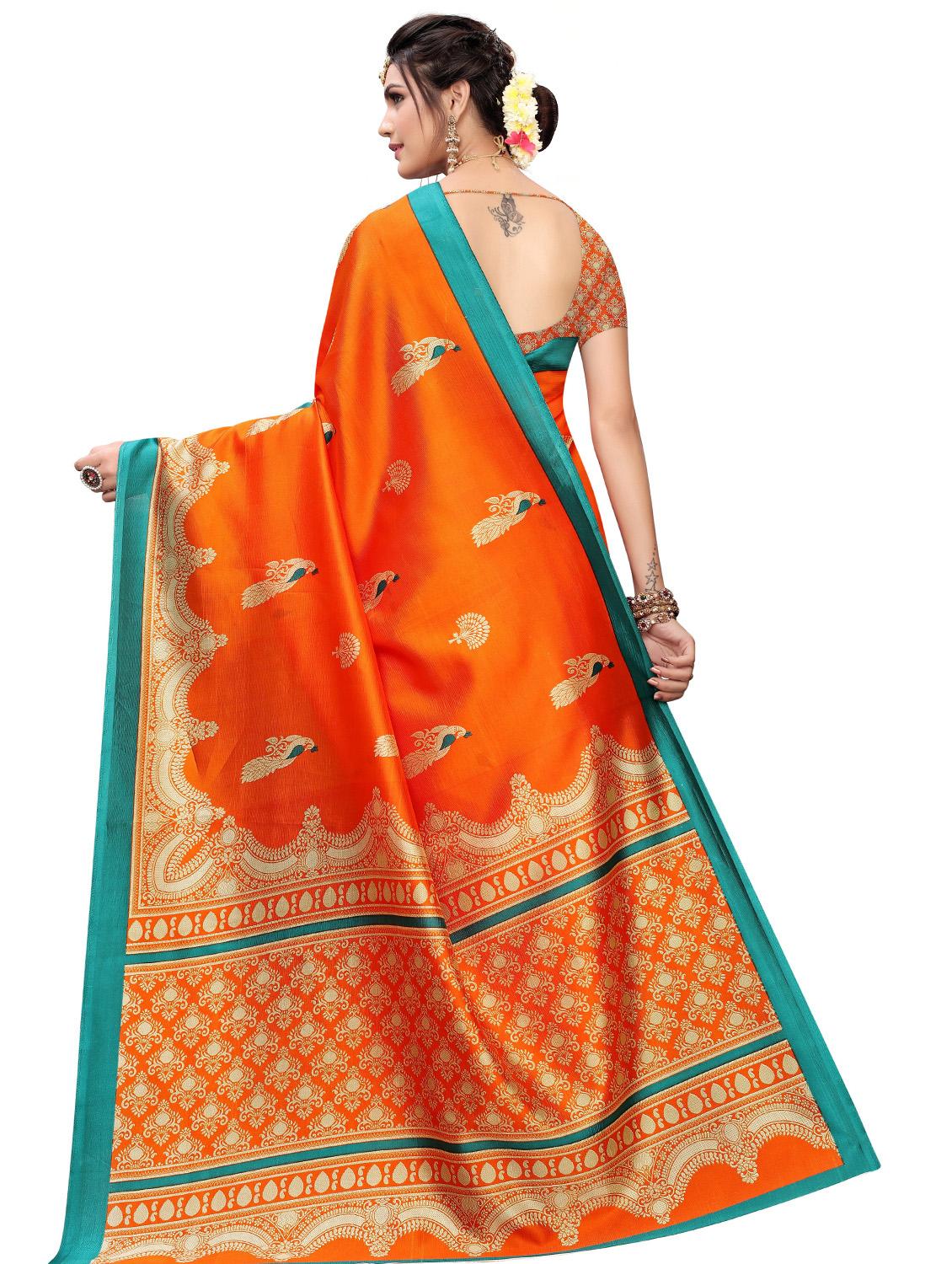 ethnic motf printed saree with blouse - 17551073 - Zoom Image - 2