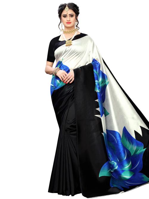 floral printed saree with blouse - 17551074 - Standard Image - 1