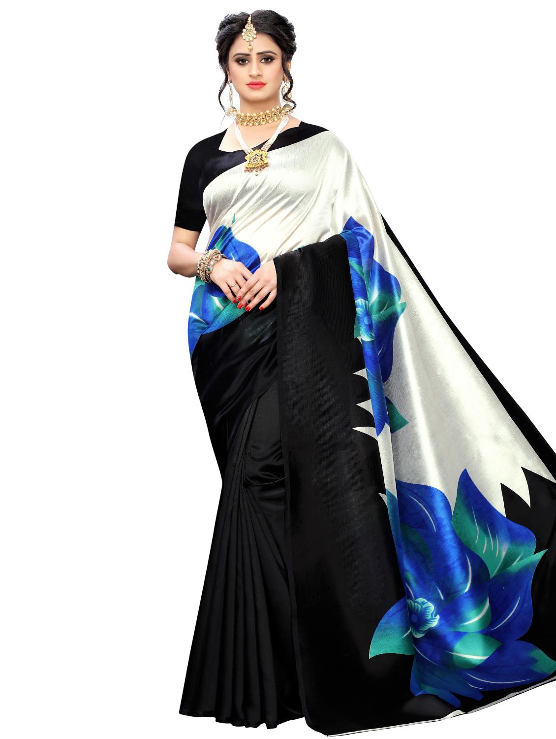 floral printed saree with blouse - 17551074 - Zoom Image - 1