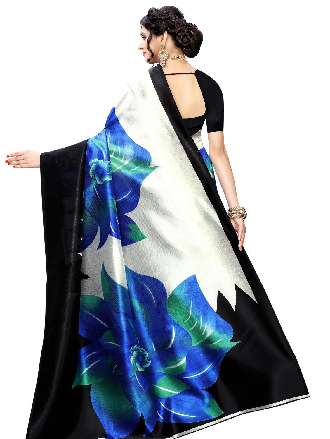 floral printed saree with blouse - 17551074 - Zoom Image - 2