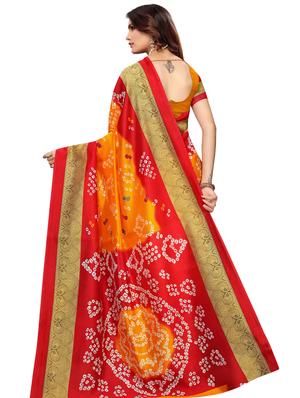 bandhani printed saree with blouse - 17551077 - Standard Image - 2
