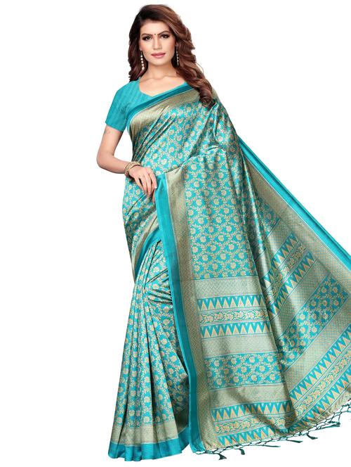 ethnic motf printed saree with blouse - 17551078 - Standard Image - 1