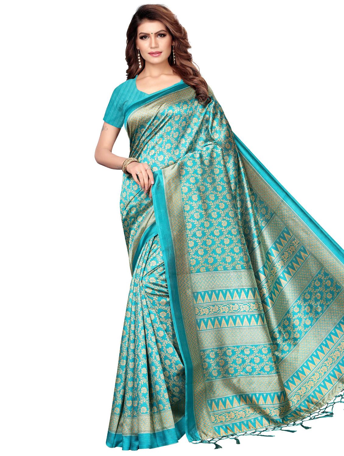 ethnic motf printed saree with blouse - 17551078 - Zoom Image - 1