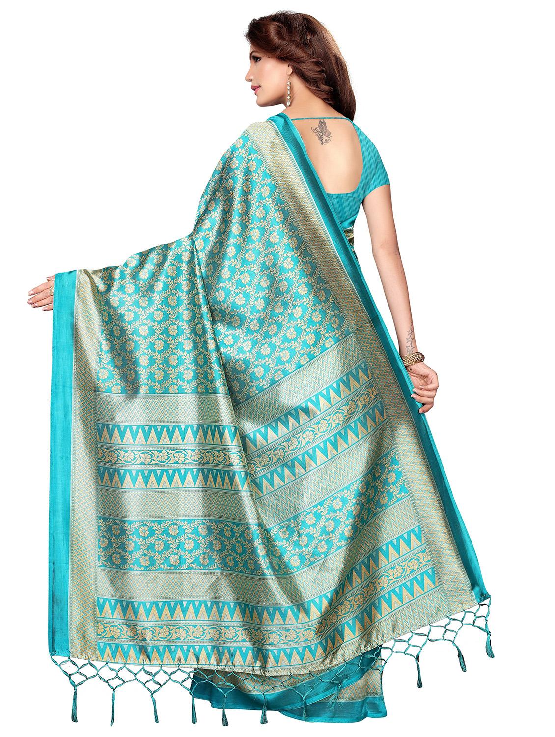 ethnic motf printed saree with blouse - 17551078 - Zoom Image - 2