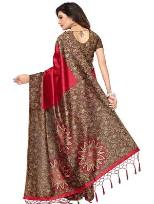 floral printed saree with blouse - 17551080 - Standard Image - 2