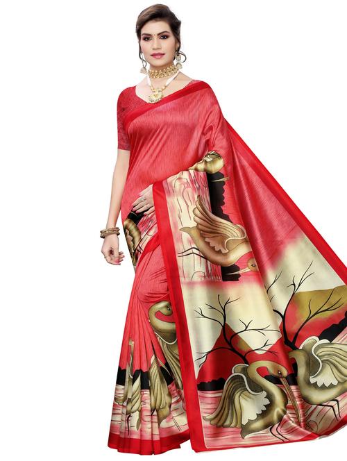 conversational printed saree with blouse - 17551081 - Standard Image - 1