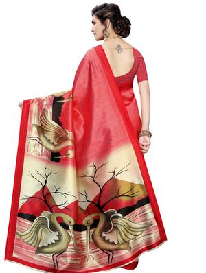 conversational printed saree with blouse - 17551081 - Standard Image - 2