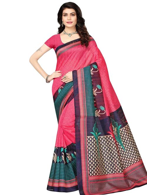 floral printed saree with blouse - 17551082 - Standard Image - 1