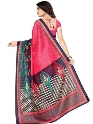 floral printed saree with blouse - 17551082 - Standard Image - 2