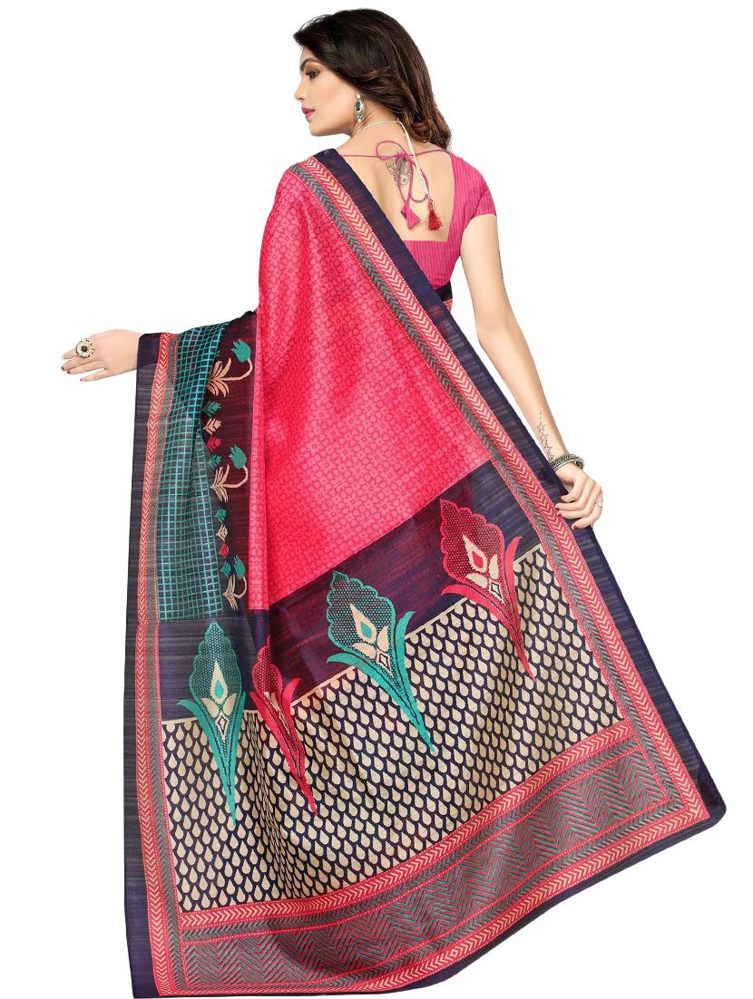 floral printed saree with blouse - 17551082 - Zoom Image - 2