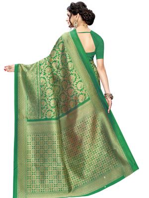 ethnic motif printed saree with blouse - 17551083 - Standard Image - 2