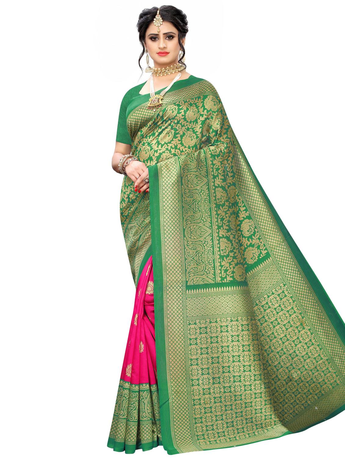 ethnic motif printed saree with blouse - 17551083 - Zoom Image - 1