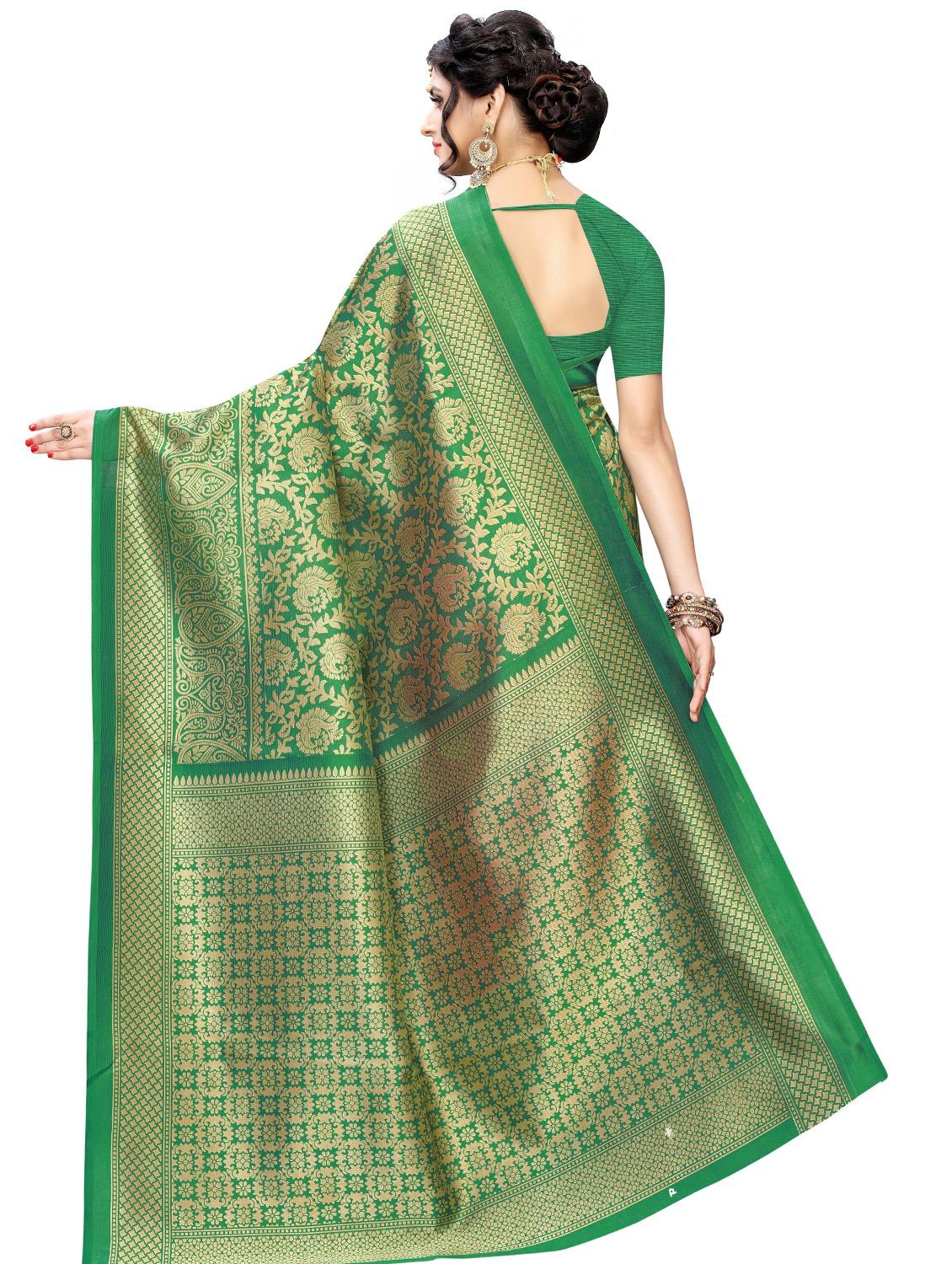 ethnic motif printed saree with blouse - 17551083 - Zoom Image - 2