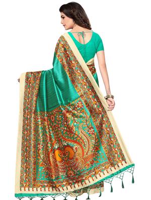 conversational printed saree with blouse - 17551084 - Standard Image - 2