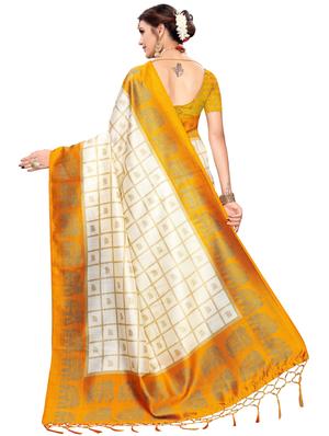 checkered printed saree with blouse - 17551085 - Standard Image - 2