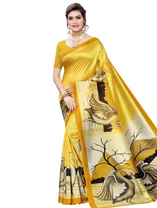 conversational printed saree with blouse - 17551086 - Standard Image - 1