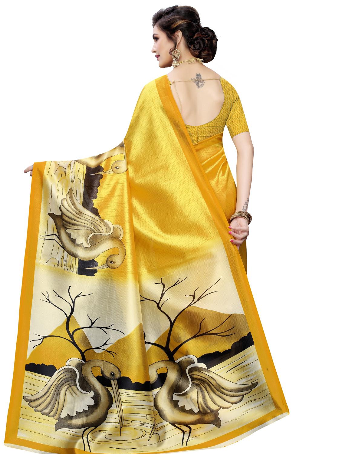 conversational printed saree with blouse - 17551086 - Zoom Image - 2