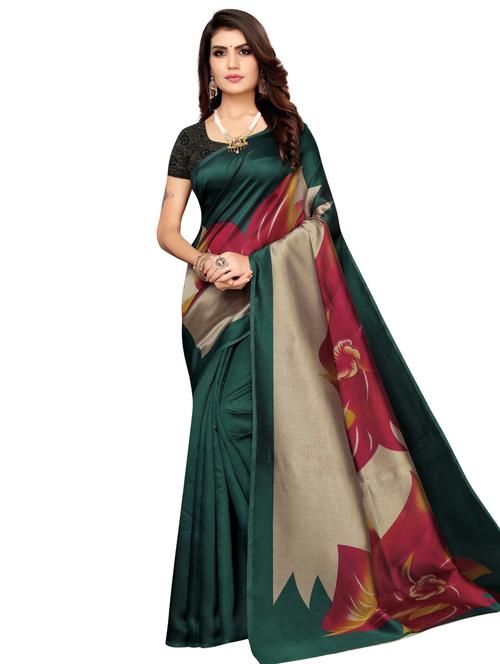 floral printed saree with blouse - 17551089 - Standard Image - 1