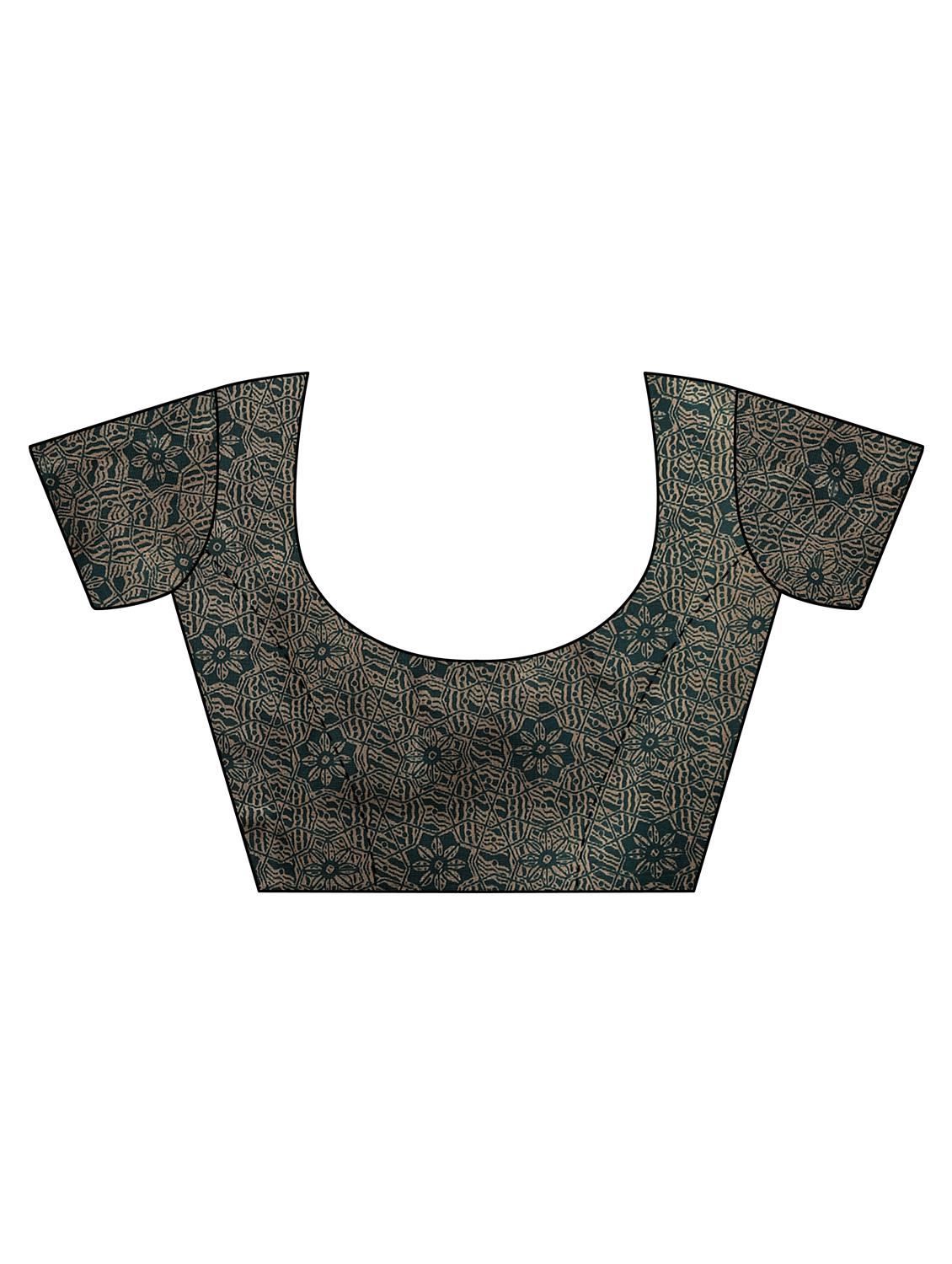 floral printed saree with blouse - 17551089 - Zoom Image - 3