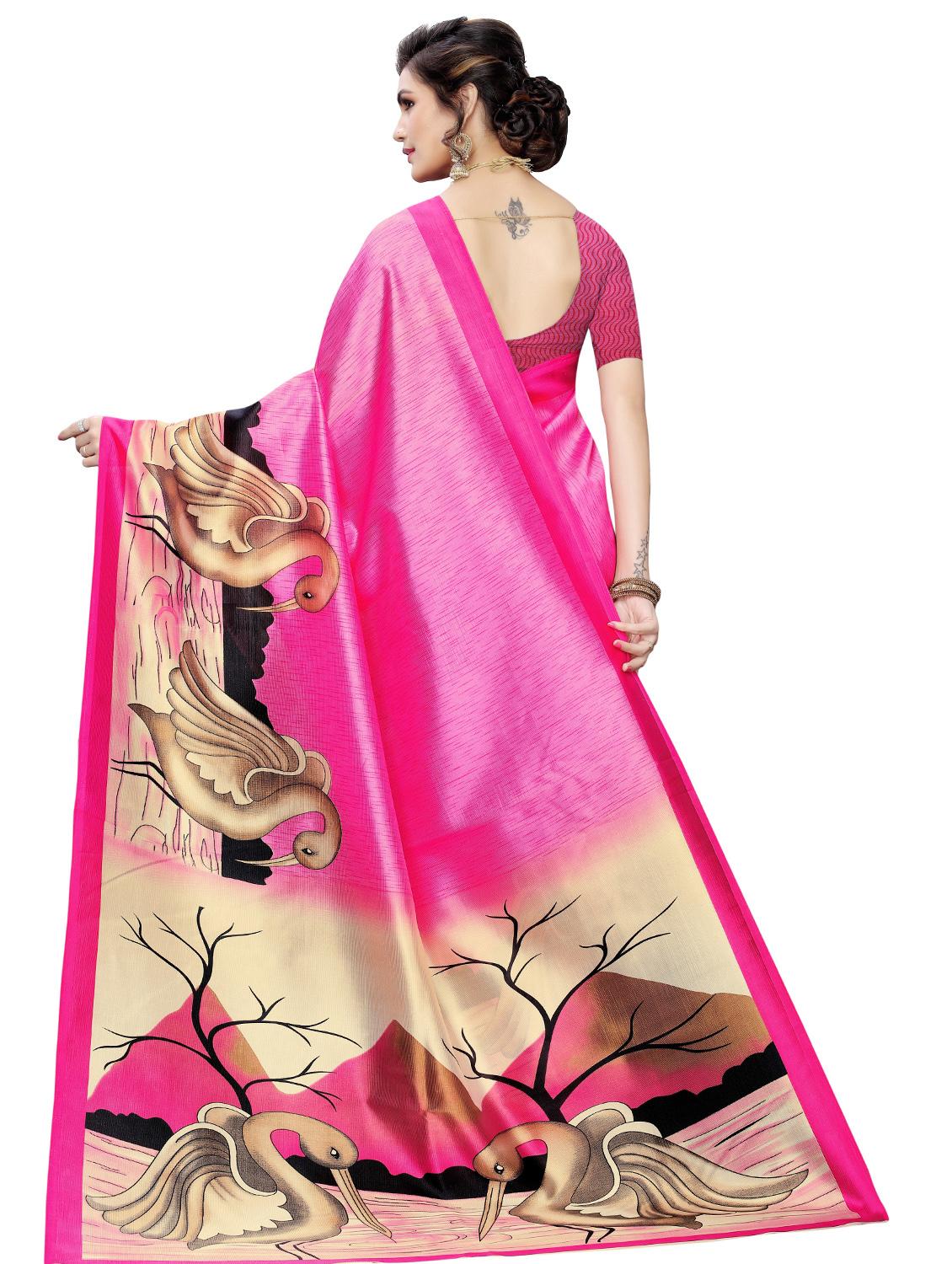 conversational printed saree with blouse - 17551092 - Zoom Image - 2