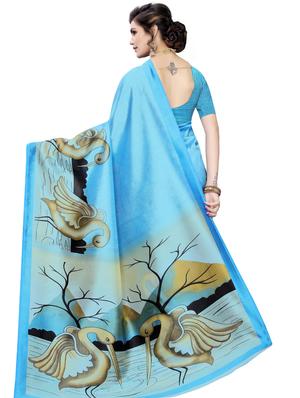 conversational printed saree with blouse - 17551093 - Standard Image - 2