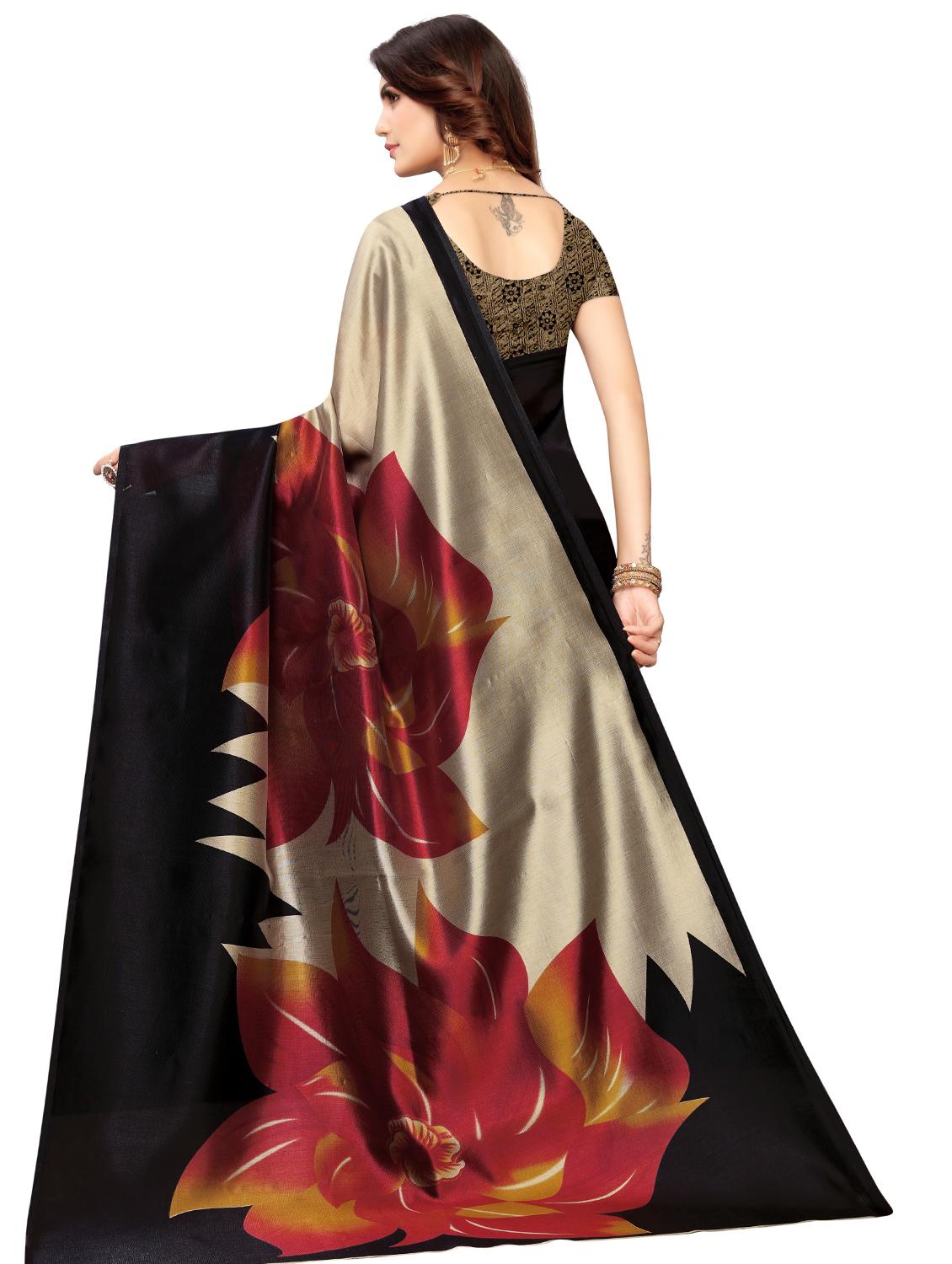floral printed saree with blouse - 17551097 - Zoom Image - 2