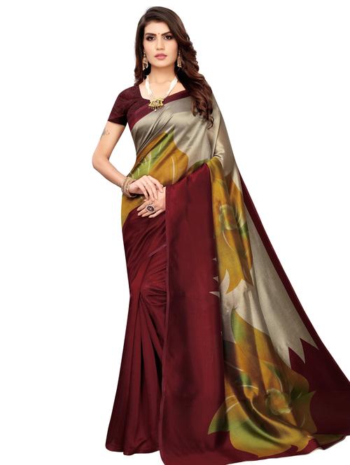 floral printed saree with blouse - 17551098 - Standard Image - 1