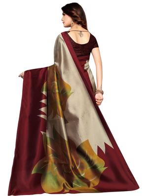 floral printed saree with blouse - 17551098 - Standard Image - 2