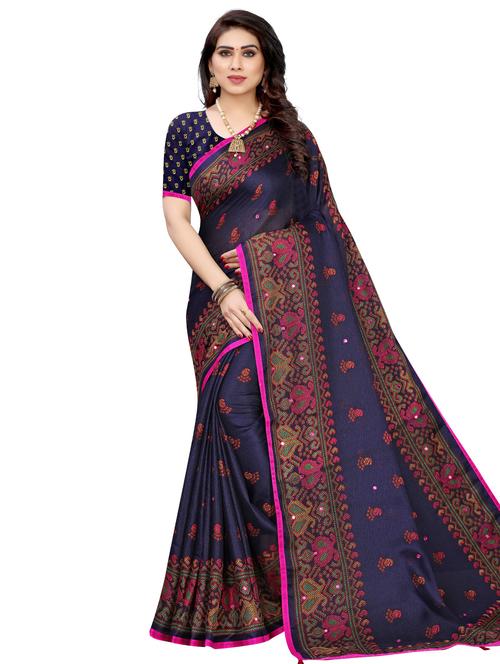 multi colored satin printed saree with blouse - 17551100 - Standard Image - 1