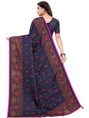multi colored satin printed saree with blouse - 17551100 - Standard Image - 2