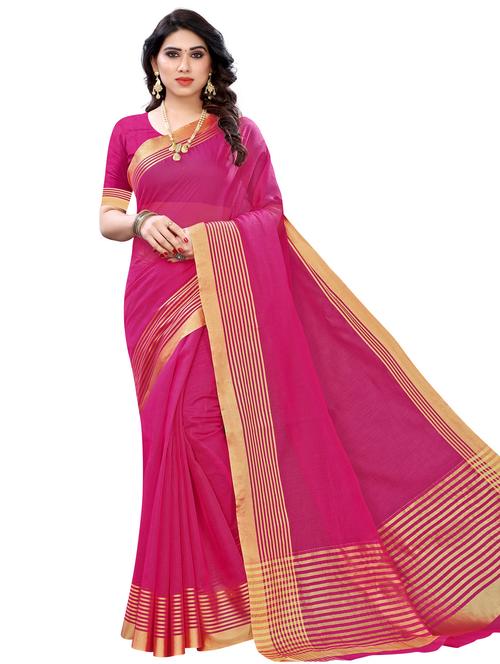 solid bordered kota doria saree with blouse - 17551153 - Standard Image - 1