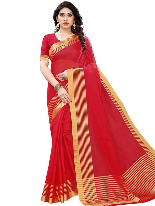 solid bordered kota doria saree with blouse - 17551154 - Standard Image - 1