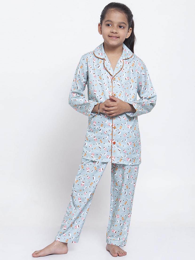 blue pajama set nightwear - 17551188 - Zoom Image - 1