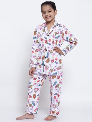 white pajama set nightwear - 17551191 - Standard Image - 2