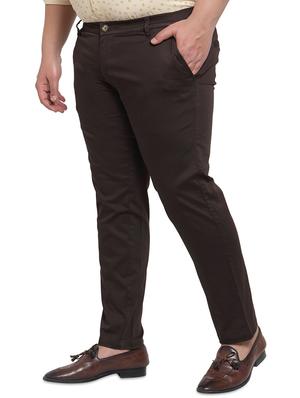 pluss brown solid chinos - 17551275 - Standard Image - 2