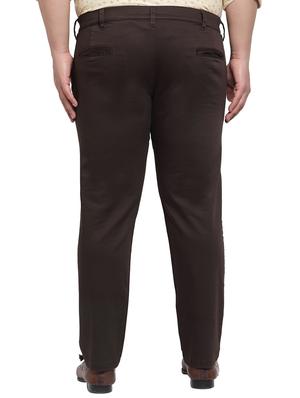 pluss brown solid chinos - 17551275 - Standard Image - 3