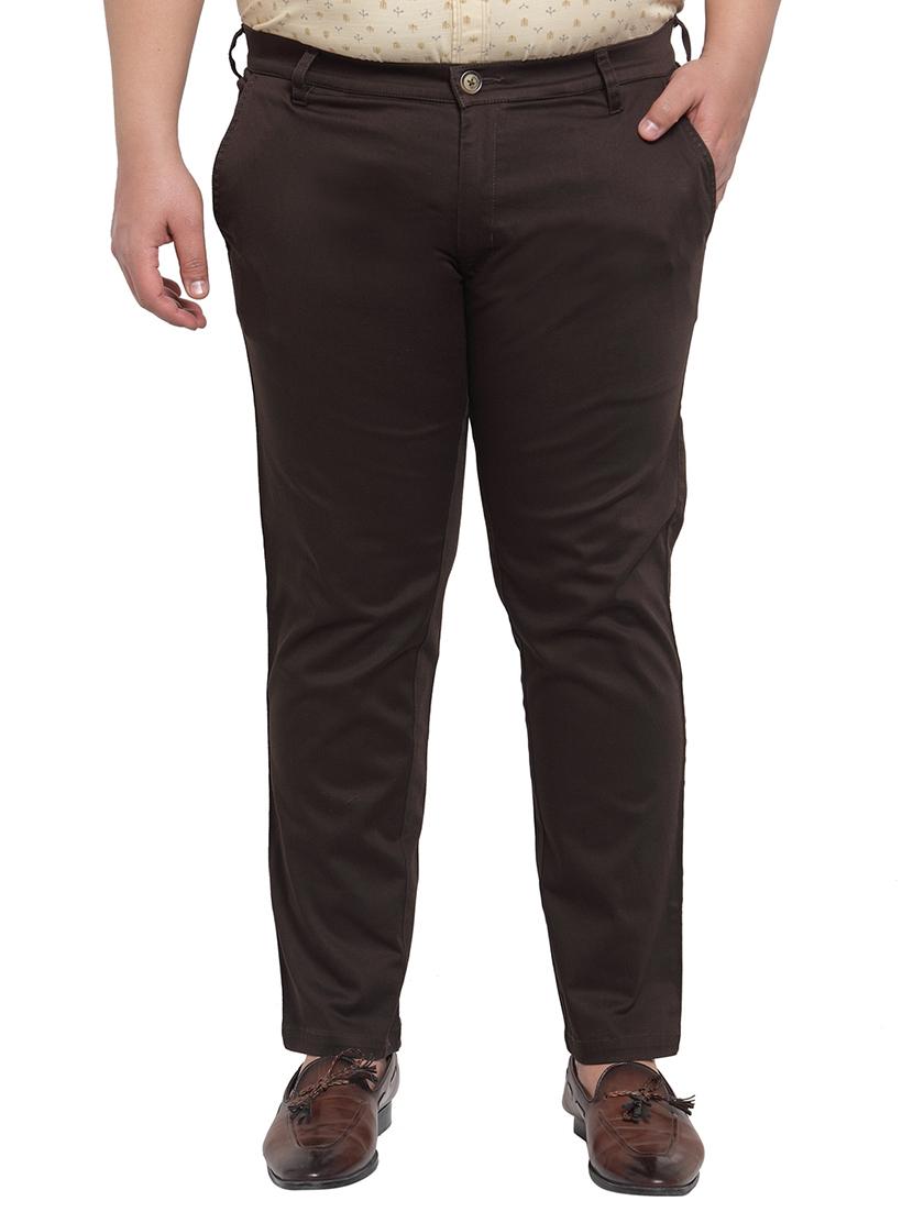 pluss brown solid chinos - 17551275 - Zoom Image - 1