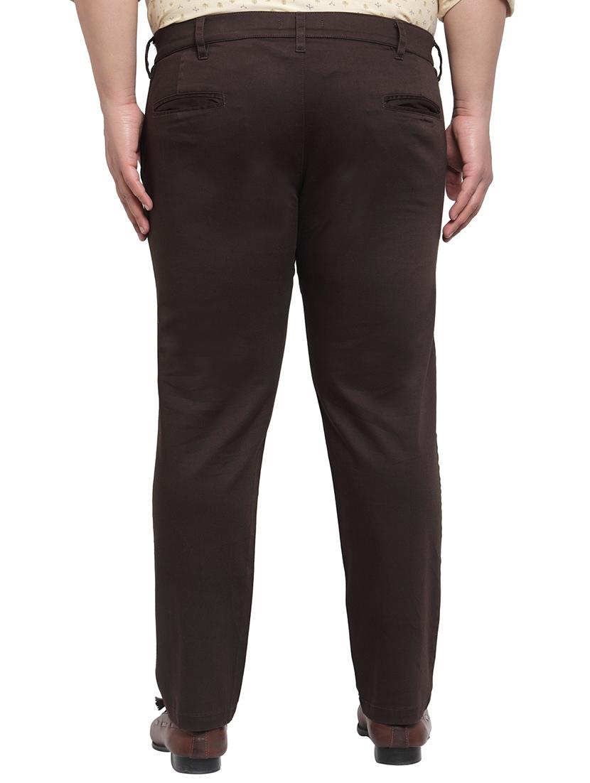 pluss brown solid chinos - 17551275 - Zoom Image - 3