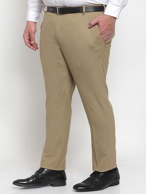 pluss khaki solid chinos - 17551279 - Standard Image - 2